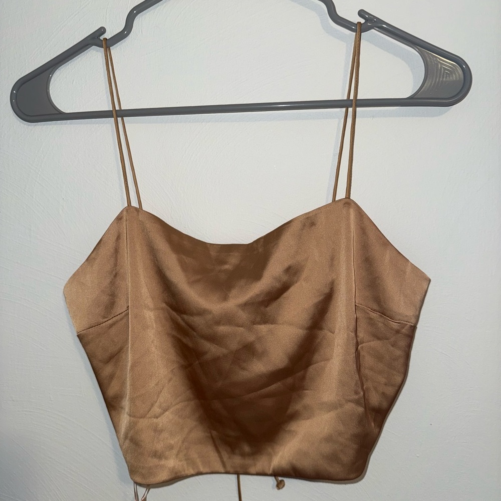 Silky tan crop top